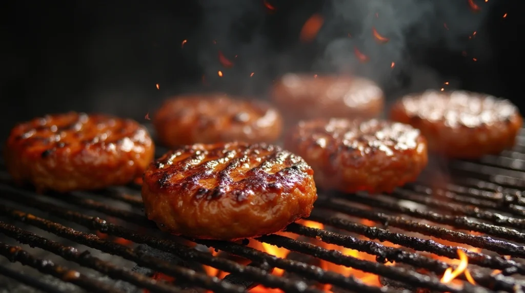 barbecue hamburgers on the grill