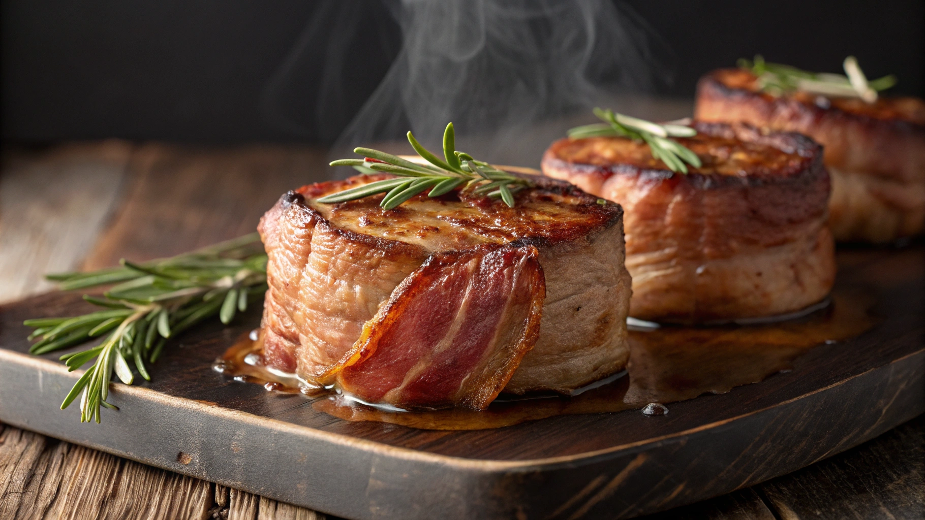bacon wrapped filet mignons